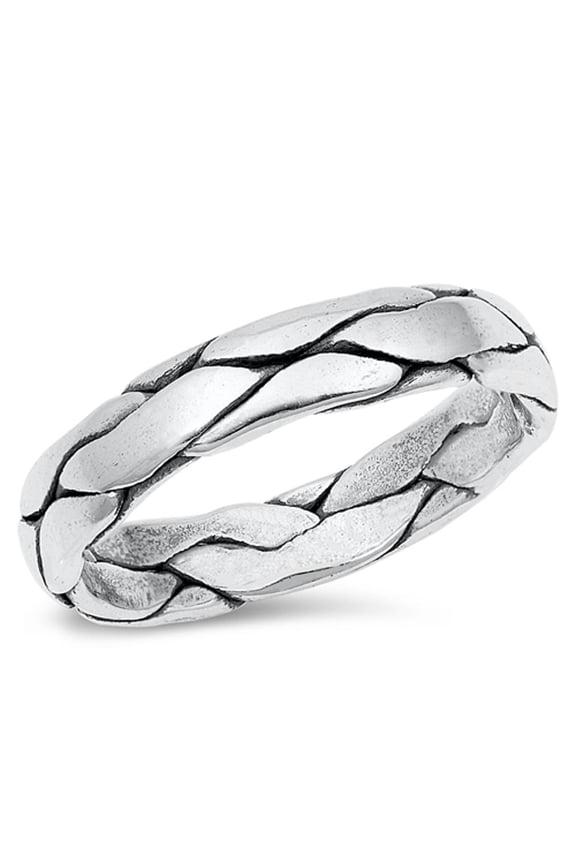 Snake Skin Braided Ring .925 Sterling Silver Wedding Band Jewelry Female Male Unisex Size 12