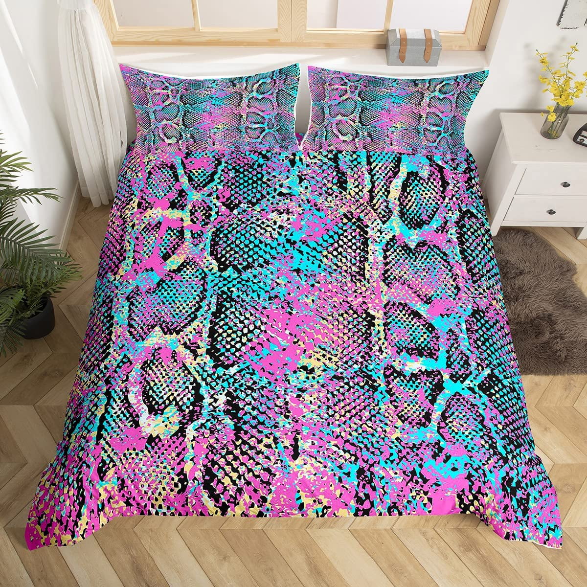 Snake Skin Duvet Cover Set Snake Scale Bedding Set Full Wild Reptile