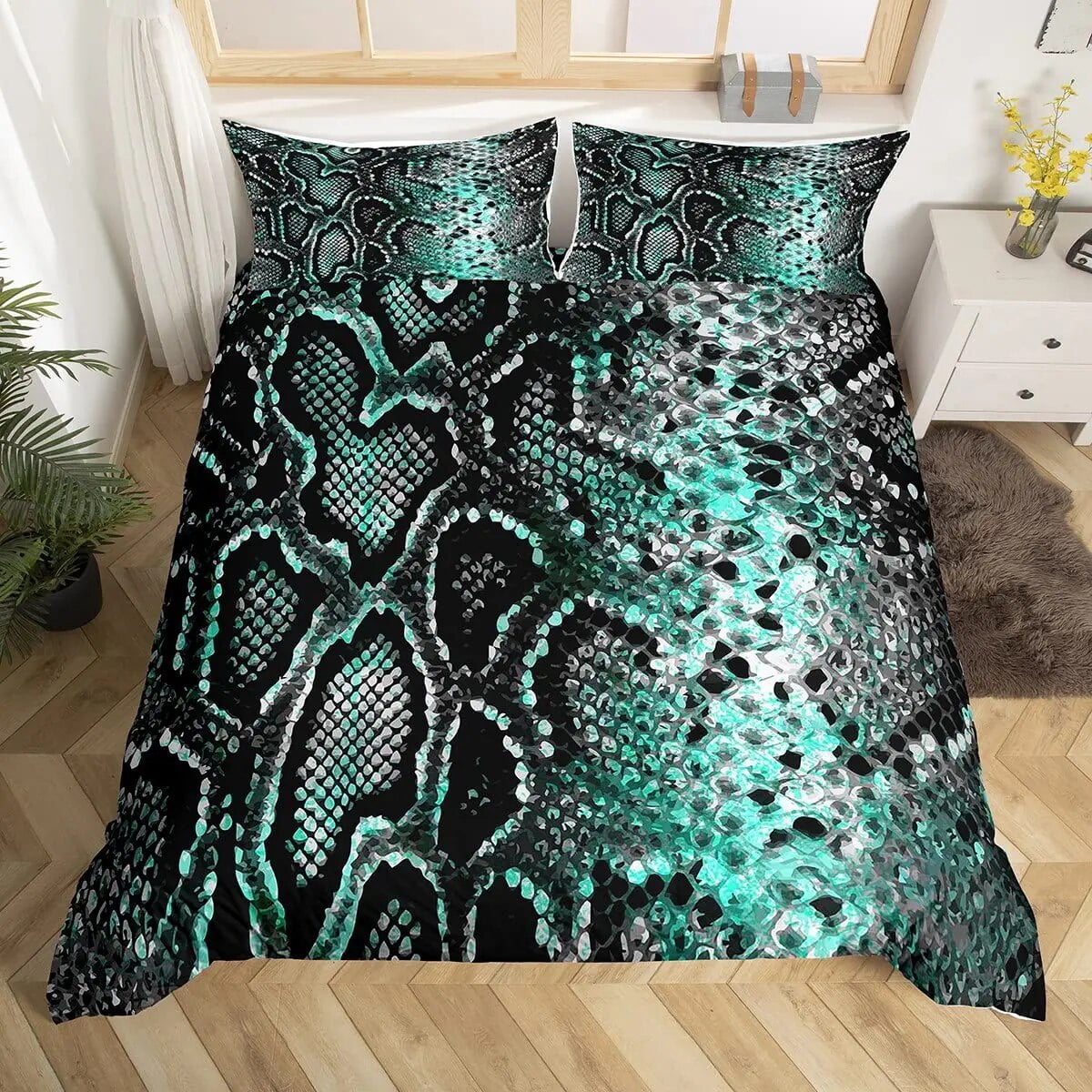 Snake Skin Duvet Cover Set Snake Scale Bedding Set Full Wild Reptile