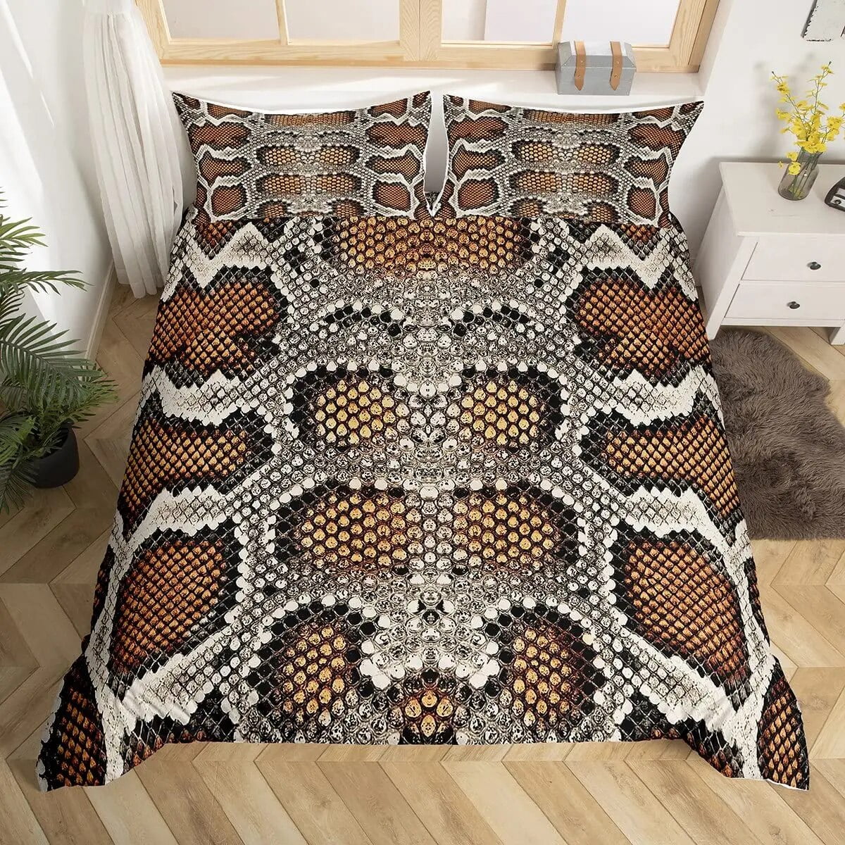 Snake Skin Duvet Cover Set Snake Scale Bedding Set Full Wild Reptile