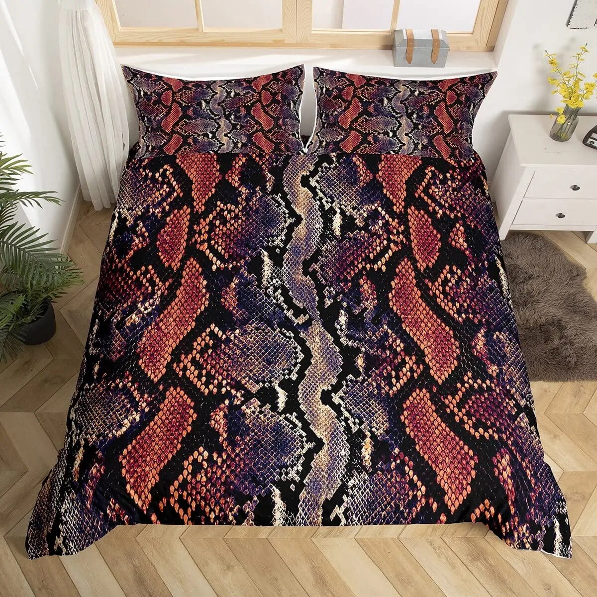 Snake Skin Duvet Cover Set Snake Scale Bedding Set Full Wild Reptile