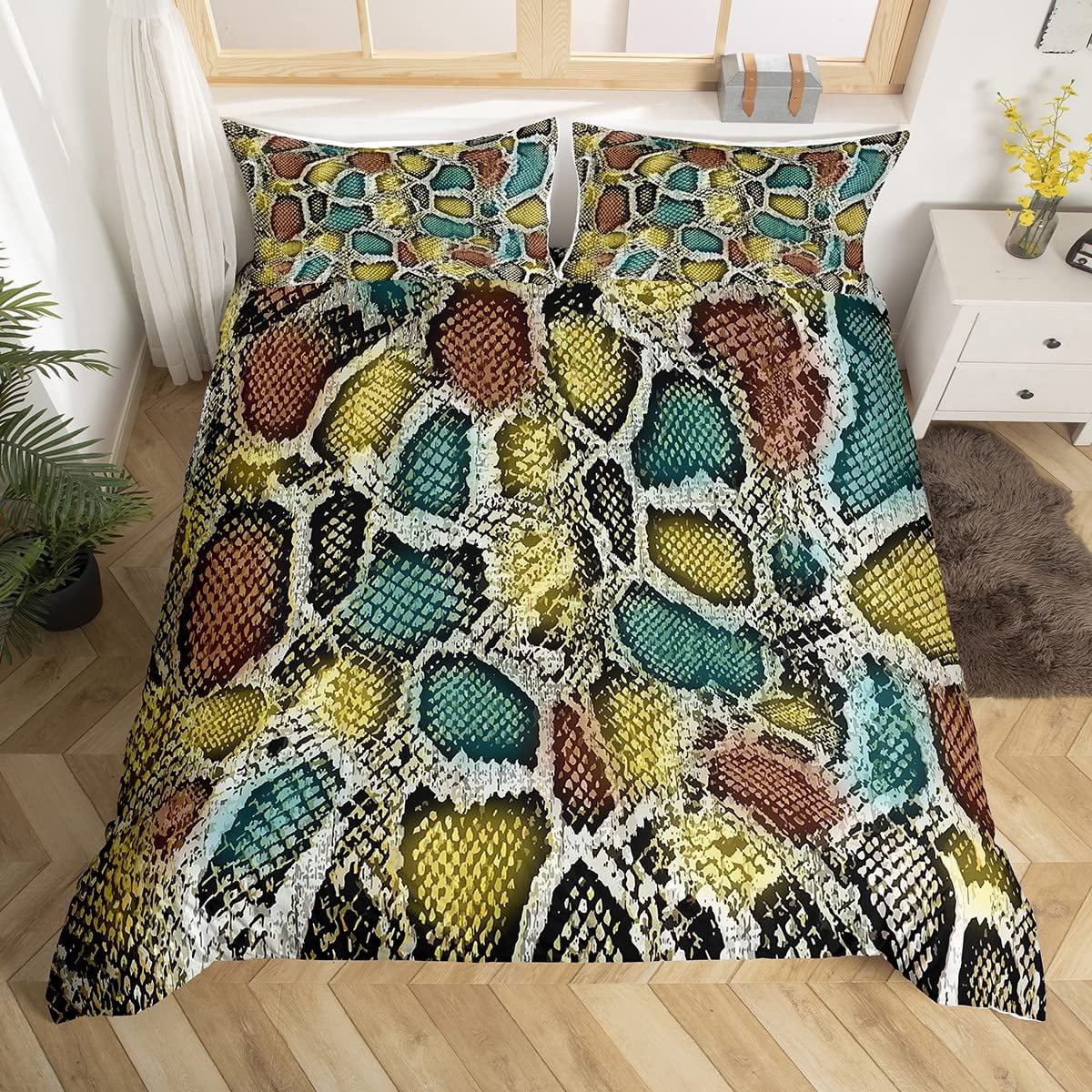 Snake Skin Duvet Cover Set Snake Scale Bedding Set Full Wild Reptile