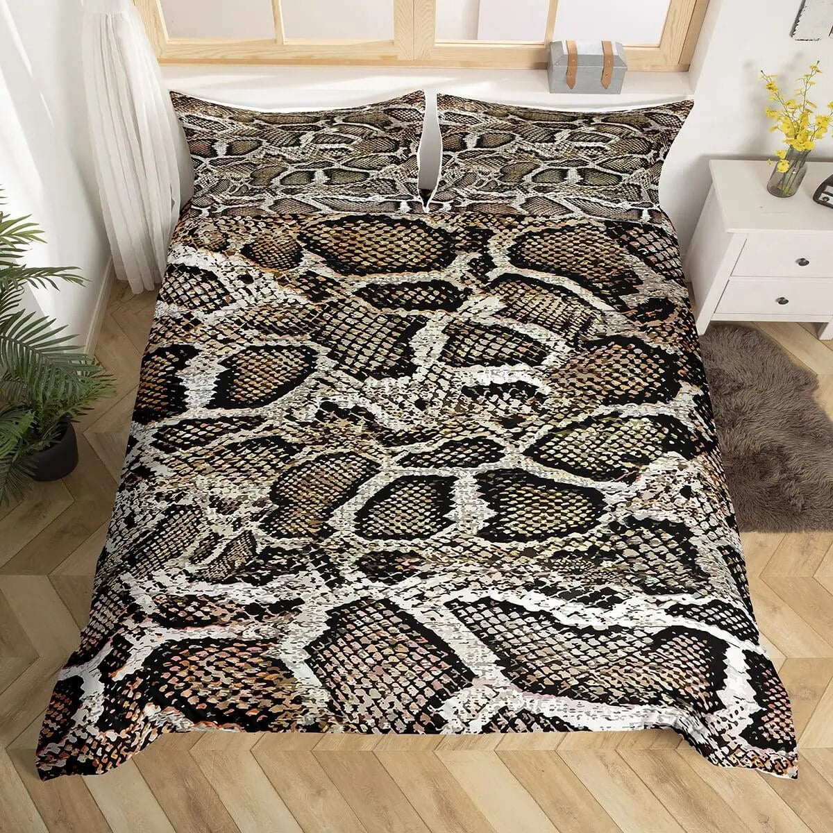 Snake Skin Duvet Cover Set Snake Scale Bedding Set Full Wild Reptile