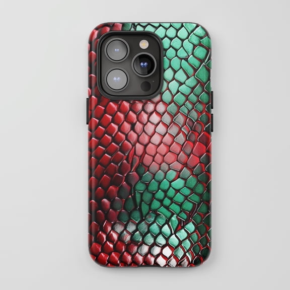 Snake Skin For iPhone Phone Case Reptilian Pattern Red Green