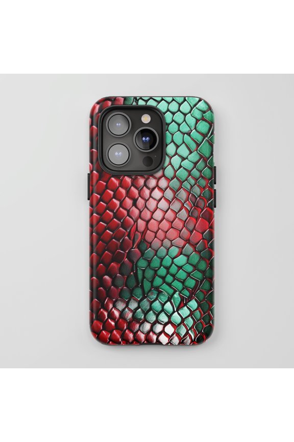 Snake Skin For iPhone Phone Case Reptilian Pattern Red Green