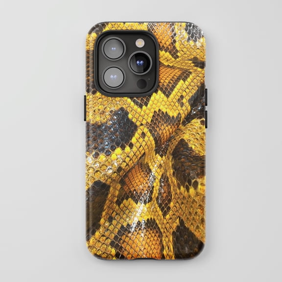 Snake Skin For iPhone Protective Phone Case Animal Print Yellow Black