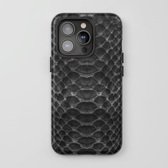 Snake Skin For iPhone Protective Phone Case Exotic Animal Print Black Grey
