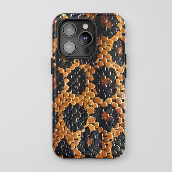 Snake Skin For iPhone Protective Phone Case Exotic Animal Print Black Orange