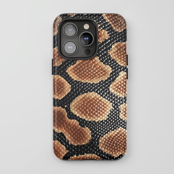 Snake Skin For iPhone Protective Phone Case Exotic Animal Print Brown Black