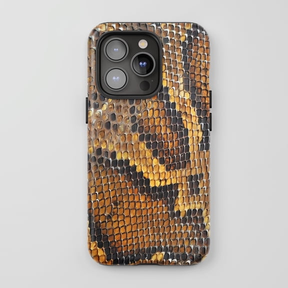 Snake Skin For iPhone Protective Phone Case Exotic Animal Print Brown Orange Black Pattern
