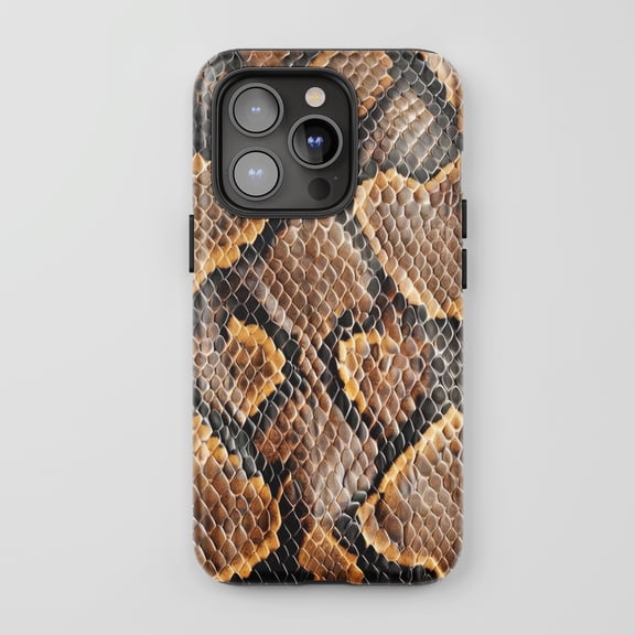 Snake Skin For iPhone Protective Phone Case Exotic Animal Print Brown Tan Black