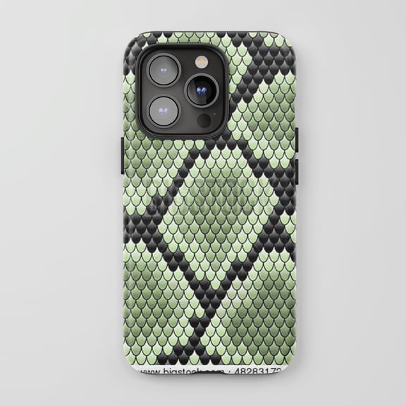 Snake Skin For iPhone Protective Phone Case Exotic Animal Print Green Black