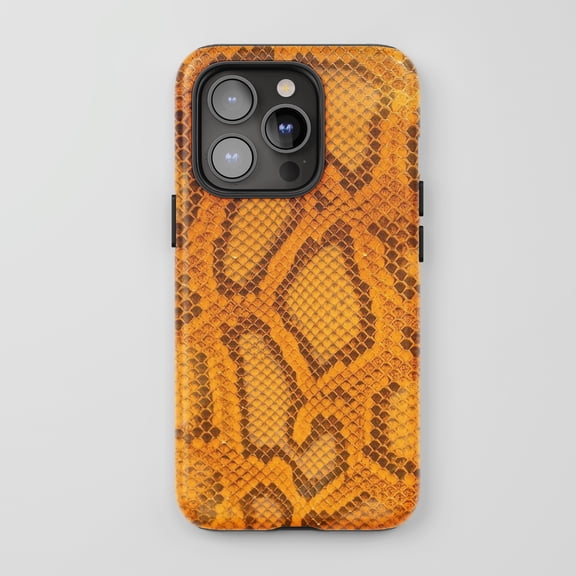 Snake Skin For iPhone Protective Phone Case Exotic Animal Print Orange Brown Finish