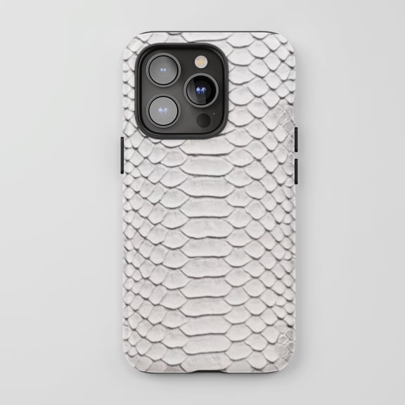Snake Skin For iPhone Protective Phone Case Exotic Animal Print White Textured
