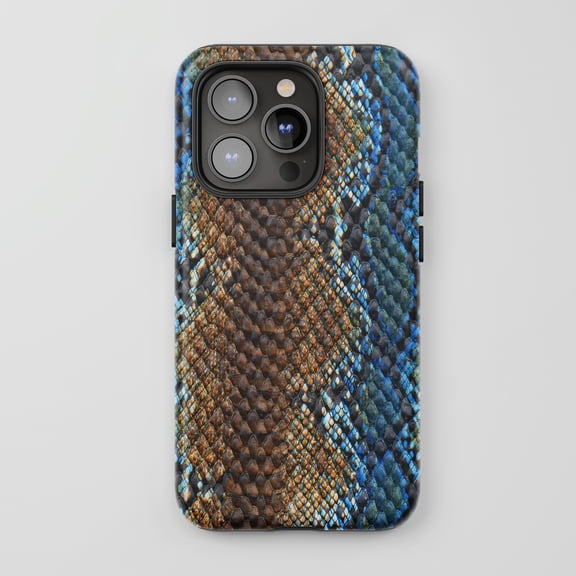 Snake Skin For iPhone Protective Phone Case Exotic Blue Brown