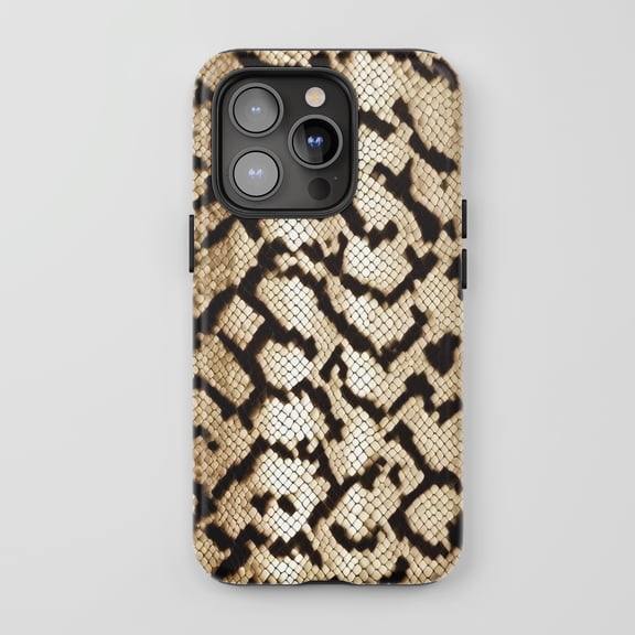 Snake Skin For iPhone Protective Phone Case Exotic Style Beige Brown