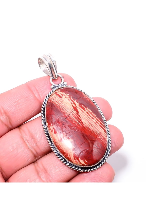 Snake Skin Jasper - Australia Gemstone 925 Sterling Silver Pendant 2.73" P150