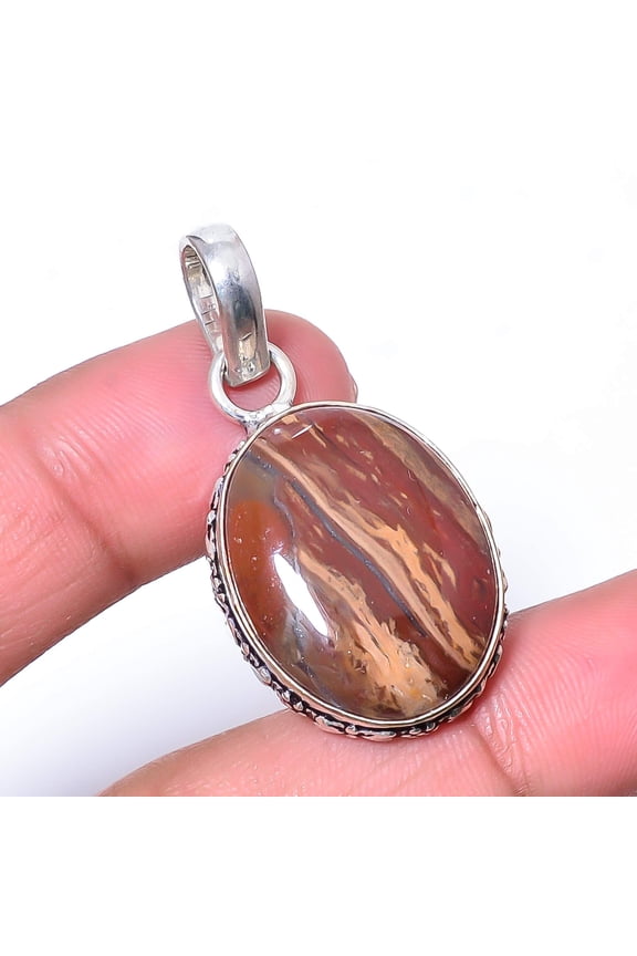 Snake Skin Jasper - Australia Handmade 925 Sterling Silver Pendant 1.64" P258