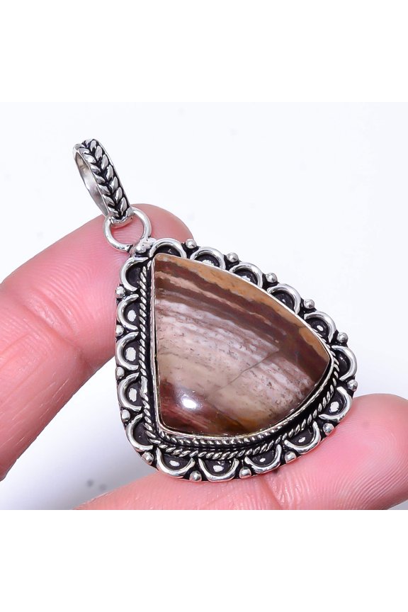 Snake Skin Jasper - Australia Handmade 925 Sterling Silver Pendant 2.03" P12
