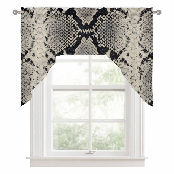 Snake Skin Kitchen Curtains Swag Valance for Windows/Bathroom/Cafe, Wild Animal Pattern Ethnic Tribe Rod Pocket Drape Panel Swag Curtains Valance for Bedroom/Living Room 56"x36"
