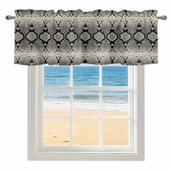 Snake Skin Kitchen Valances for Windows 42x12 Inch Kitchen Curtains Valances Rod Pocket Wild Animal Pattern Ethnic Tribe Bathroom Window Valances for Window Treatment Decor