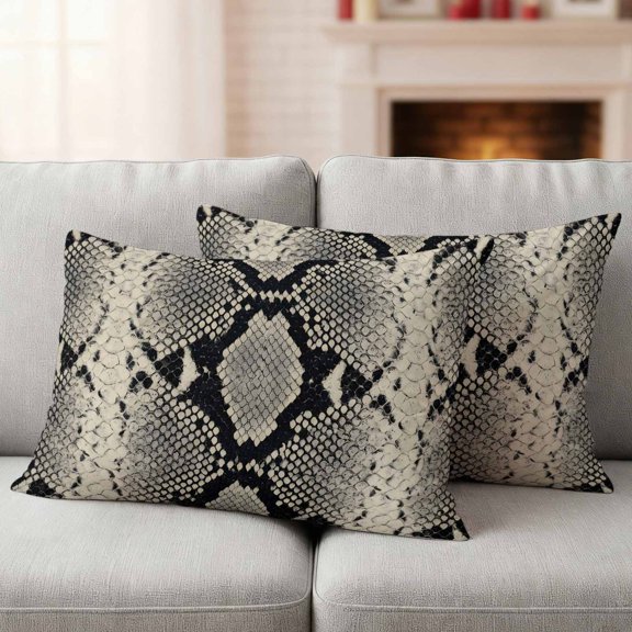 Snake Skin Outdoor Waterproof Throw Pillow Covers 20x12 Set of 2, Wild Animal Pattern Ethnic Tribe Decorative Pillowcases Cushion Pillowcase for Couch Sofa Patio Outside Pillow Protector