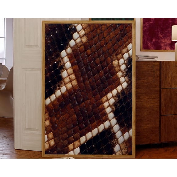 Snake Skin Pattern Brown White Wall Art Print, Unframed Paper Poster 24x36in