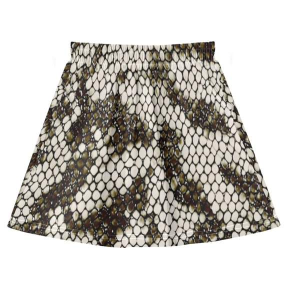 Snake Skin Scale Pattern Cotton Skirt Built-in Liner Elastic A-Line Flared Skirt with Pockets