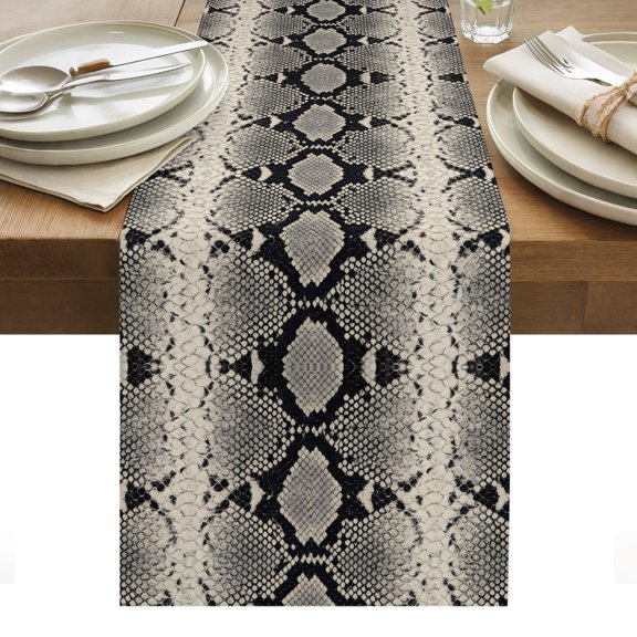 Snake Skin Table Runner Wild Animal Pattern Ethnic Tribe Tablerunners 13 x 36 Inch, Table Decorations Tabletop Scarf for Summer Gathering Holiday Farmhouse Kitchen Dining Decor