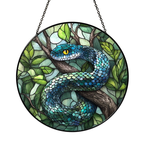 Snake Stained Glass Suncatcher – Reptile Inspired Nature Window Art