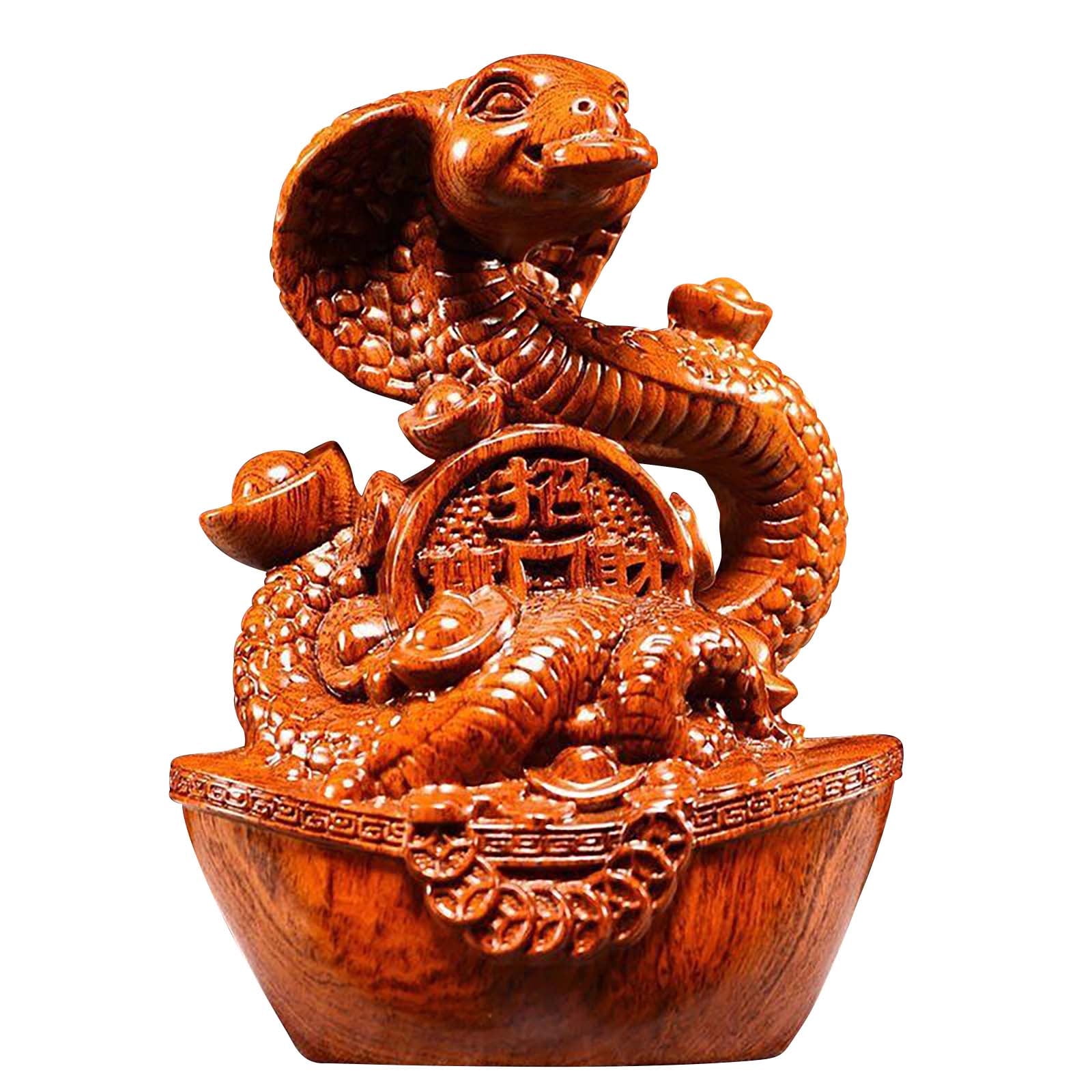 Snake Statue 1 Piece Small Wooden Chinese Feng Shui Snake Figurines ...