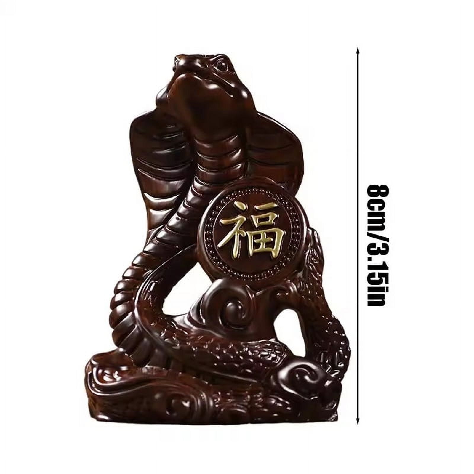 Snake Statue For Housewarming Chinese Zodiac Wooden Feng Shui Figurine