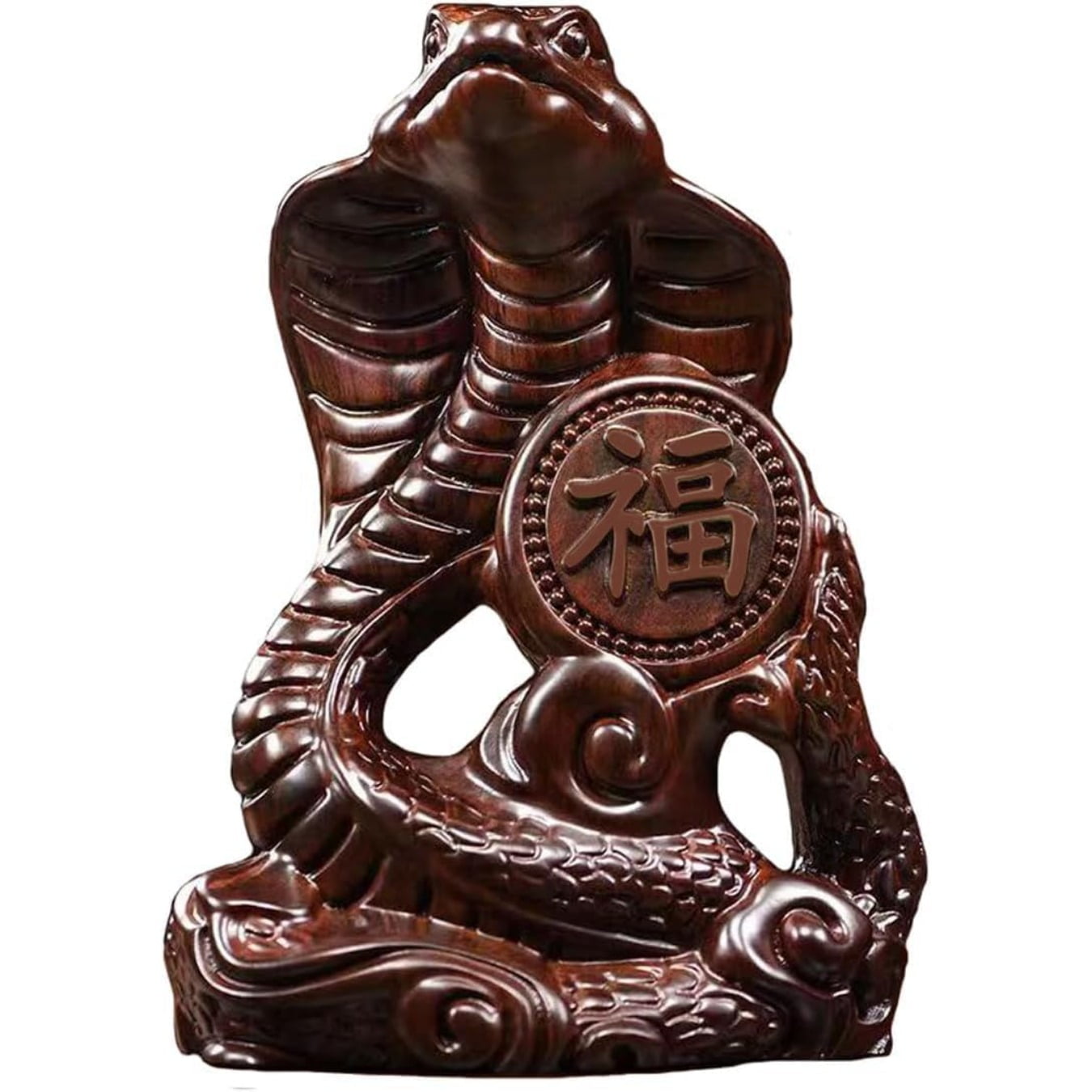 Snake Statue Small Wooden Feng Shui Animal Sculpture Ornament Chinese ...