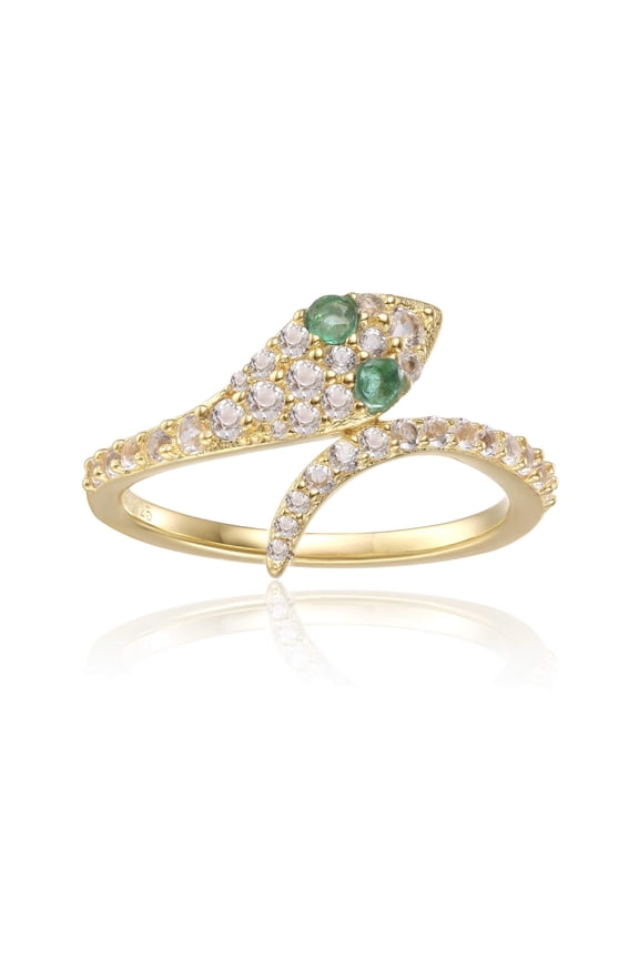 Snake Sterling Silver Gold Ring Jewelry Gift for Her