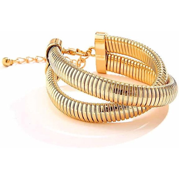 Snake Stretch Bracelet Triple Wrap Bracelets for Women Gold Wrap Bracelets Boho Snake Chain Interlocking Omega Serpent Bracelet Stretchy Punk Jewelry Gifts