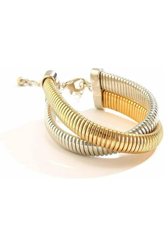 Snake Stretch Bracelet Triple Wrap Bracelets for Women Gold Wrap Bracelets Boho Snake Chain Interlocking Omega Serpent Bracelet Stretchy Punk Jewelry Gifts