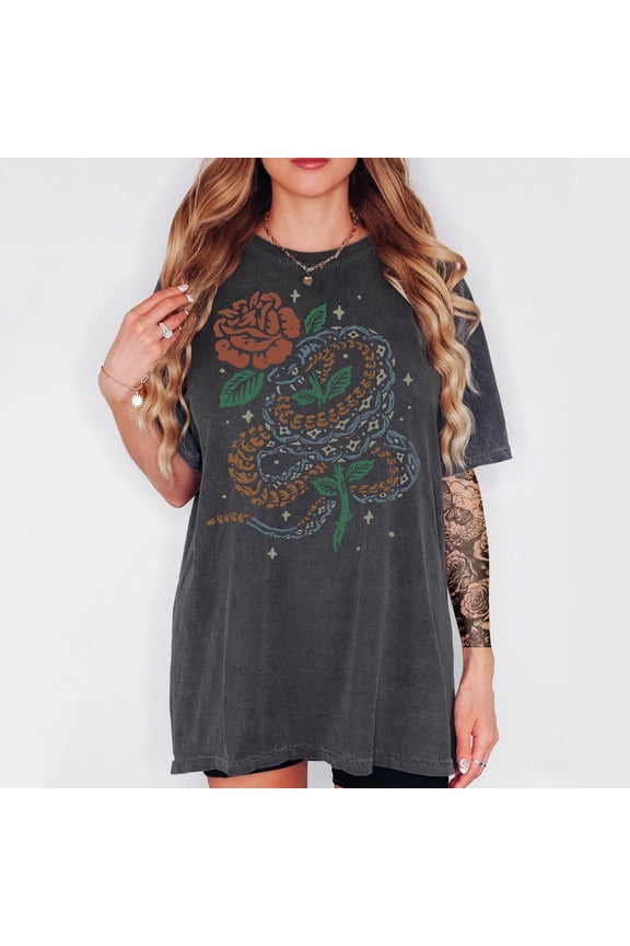 Snake T-Shirt: Floral Reptile Graphic Tee All Size S-5Xl