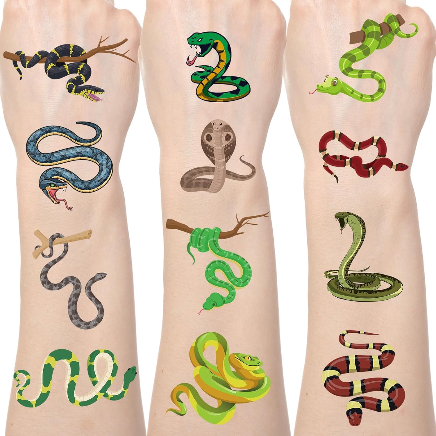 Snake Tattoo Temporary Stickers - 200+ Snake Party Decorations Cartoon ...