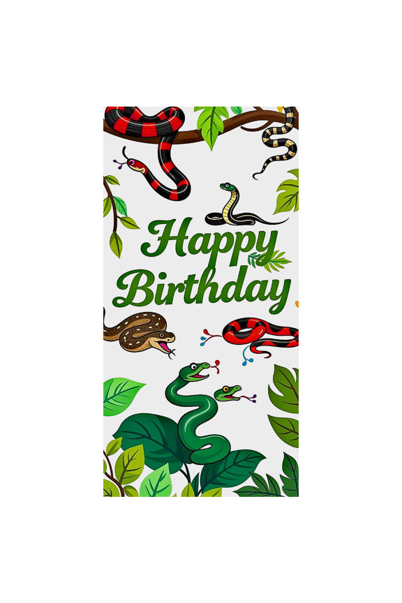 Snake Themed Happy Birthday Background Banner Party Supplies Birthday Decoration Photography Props Backdrop Decorations