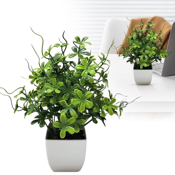 Snake Tongue Grass Potted, Souew Artificial Eucalyptus Small Fake Plant 2.75x6.3 Inch, Spring Home Indoor Outdoor Greenery Decor, Desk Plant with Textured Leaves