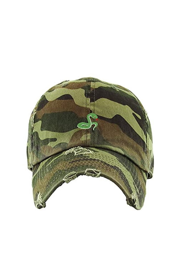 Snake Vintage Baseball Cap Embroidered Cotton Adjustable Distressed Dad Hat Camo