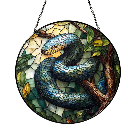 Snake Window Hanging, Faux Glass Inspired Reptile Art for Nature Lovers and Bold Decorative Themes
