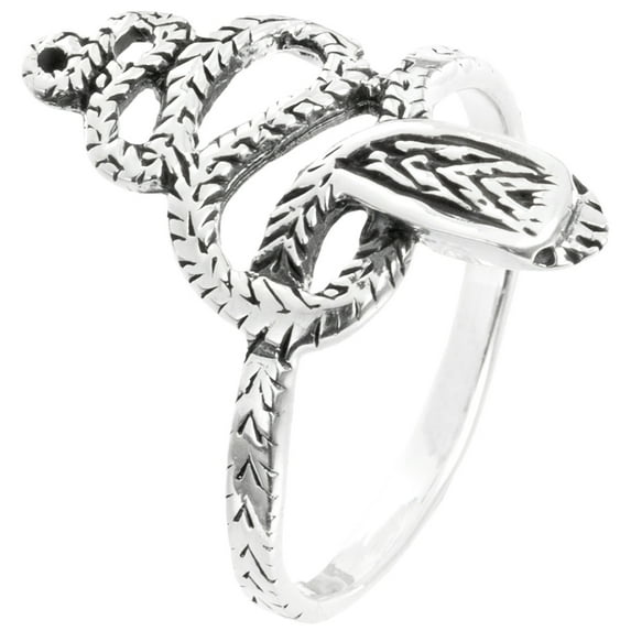 Snake With Head Up Sterling Silver Ring - 7
