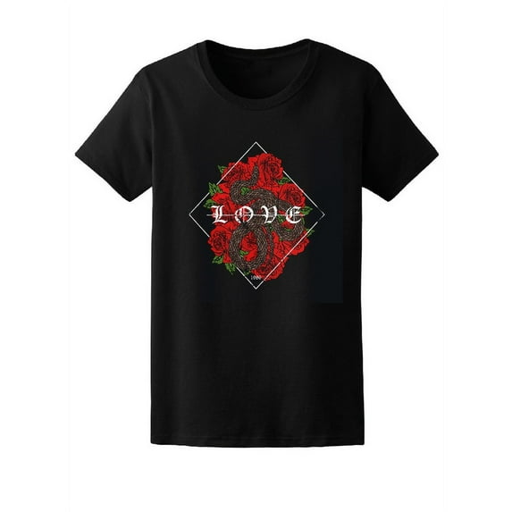 Snake With Roses And Love T-Shirt Women -Image by Shutterstock, Female Small
