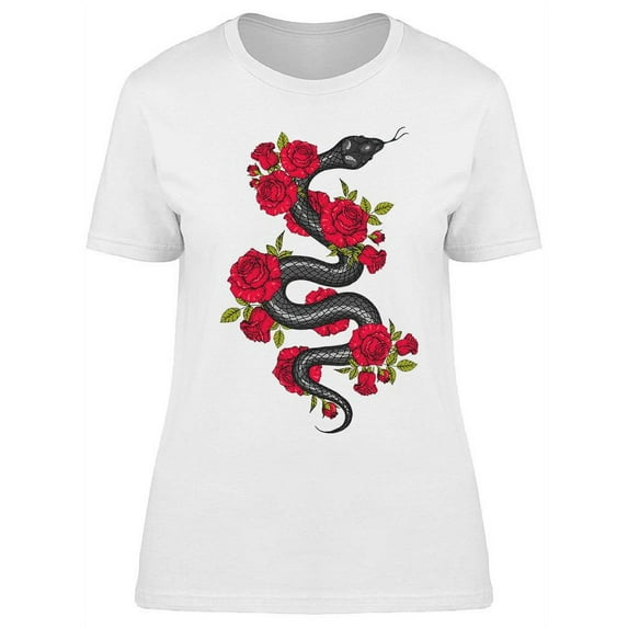 Snake With Roses. T-Shirt Women -Image by Shutterstock, Female x-Large