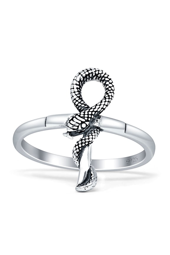 Snake Wrap ring Around Bypass Oxidized Ring 925 Sterling Silver size 5