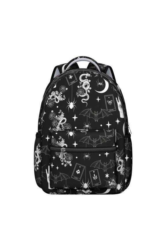 Snake and Hand Gothic Pattern Backpack for School, Cute School Bag with Adjustable Shoulder Straps and Padded Back, 15.3"x11"x7.1"