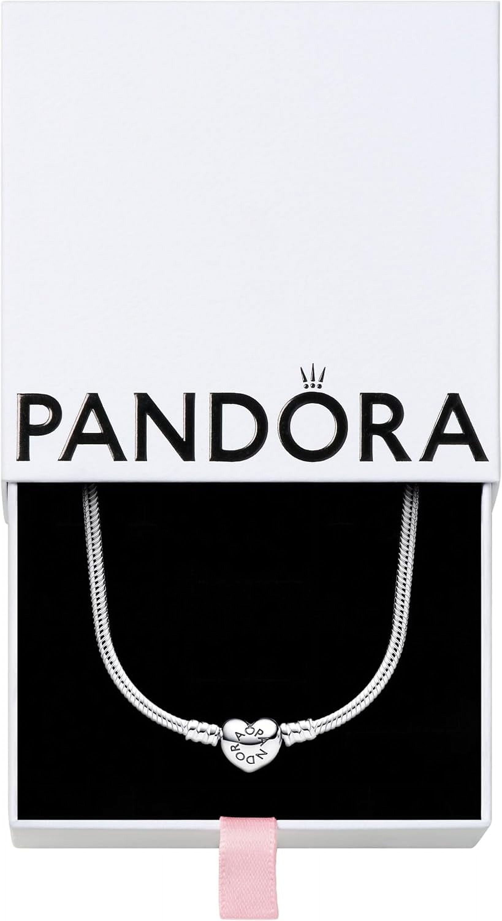 PAN-DORA Snake chain sterling silver necklace with engravable heart clasp, with Gift Box, 45 cm