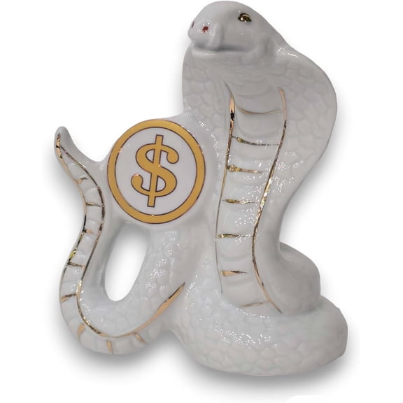 Snake with Gold Dollar Figurine 4.25"H Gift for New Year and Christmas Holidays, Symbol of 2025