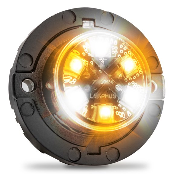 SnakeEye III AMBER WHITE LED Hideaway Strobe Light [SAE Class 1] [IP67 Waterproof] [72 Flash Modes] [Multi Units Sync-able] [Steady Override] Emergency Strobe Lights For Volunteer Firefighter